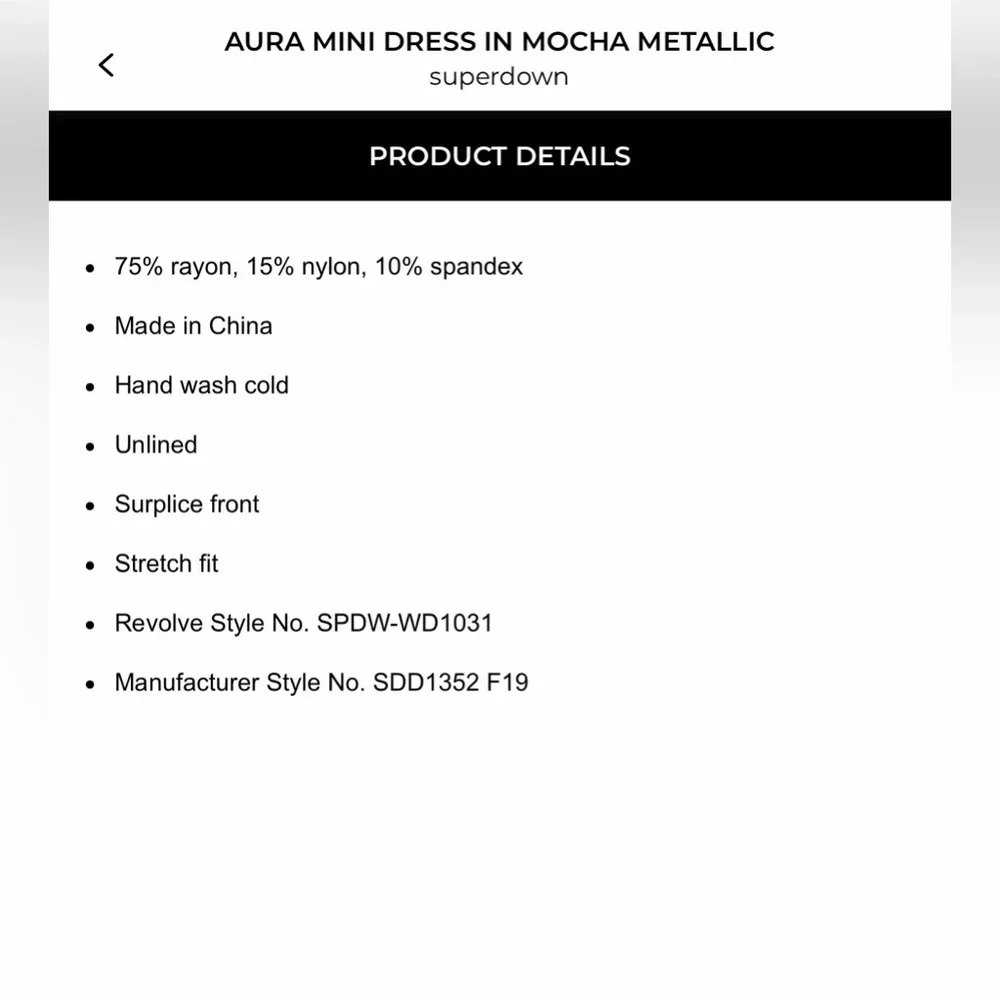 Superdown Aura mini Dress mocha metallic - Picture 5 of 5